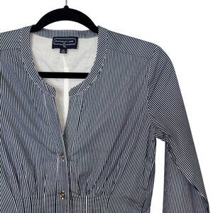 Duffield Lane 100% Cotton Blue & White Striped Mini Dress - Size XS